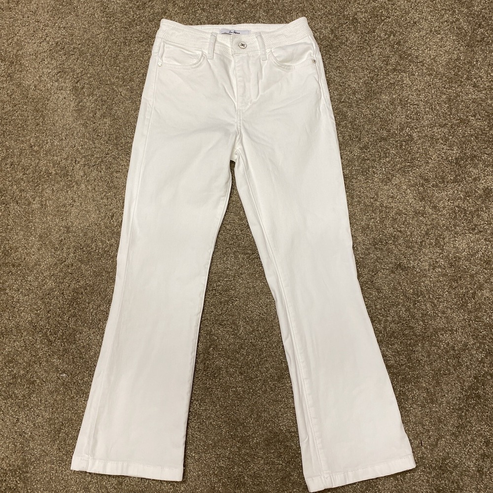 Sam Edelman High Rise White Jeans Sz 24 The Stiletto Crop Boot Cut Stretch